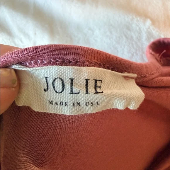 Jolie Dusty Rose Maxi T-Shirt Dress V-Neck Side Slit Made in USA Midi Dress - Picture 6 of 9